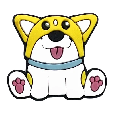 Sitting corgi charm with its tongue out