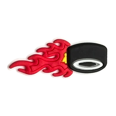 Flaming hockey puck charm