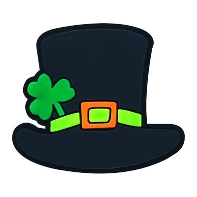 Black top hat charm with a shamrock